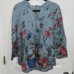 Floral Print Button-Up Blouse